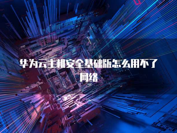 华为云主机安全基础版怎么用不了网络