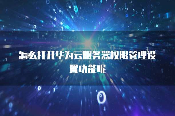 怎么打开华为云服务器权限管理设置功能呢