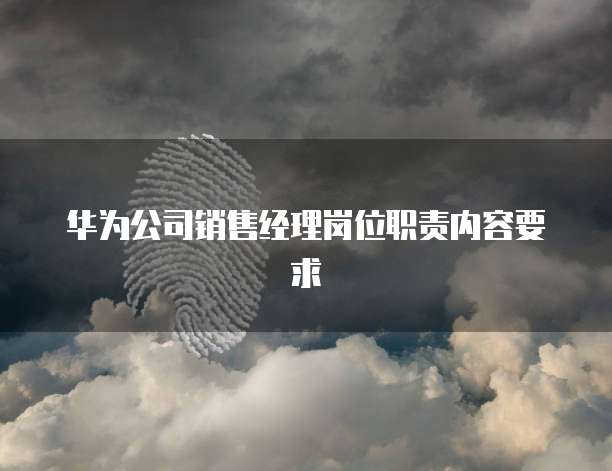 华为公司销售经理岗位职责内容要求