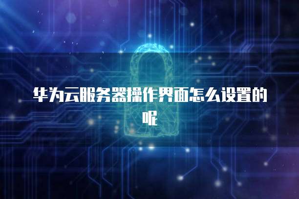 华为云服务器操作界面怎么设置的呢
