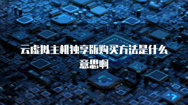 云虚拟主机独享版购买方法是什么意思啊