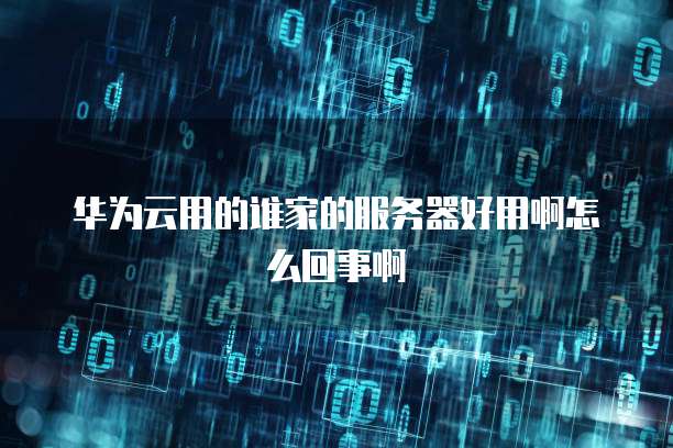 华为云用的谁家的服务器好用啊怎么回事啊