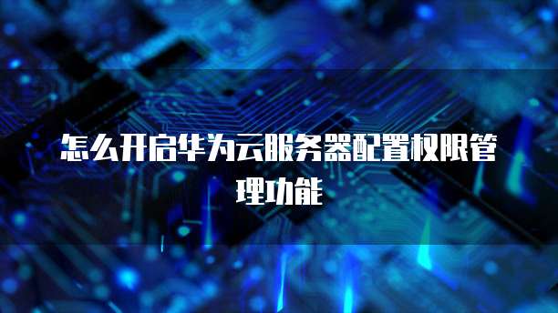 怎么开启华为云服务器配置权限管理功能