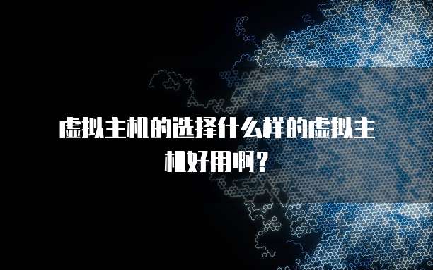  虚拟主机的选择什么样的虚拟主机好用啊？
