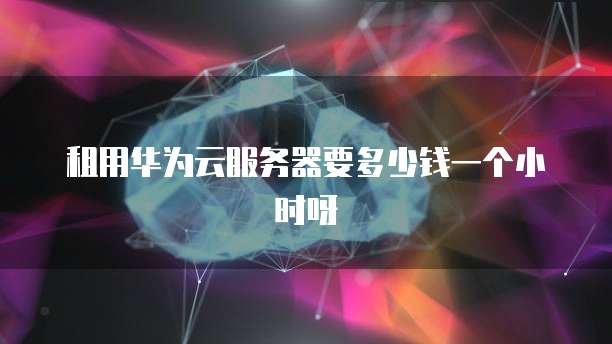 租用华为云服务器要多少钱一个小时呀