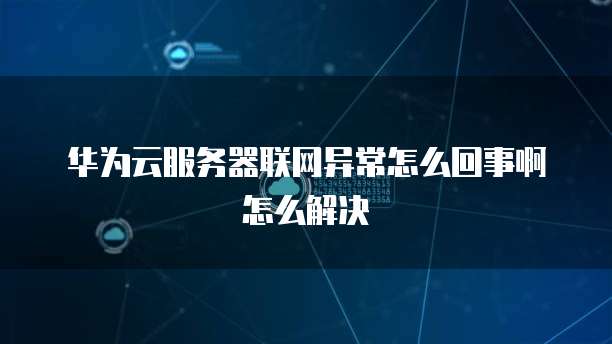 华为云服务器联网异常怎么回事啊怎么解决