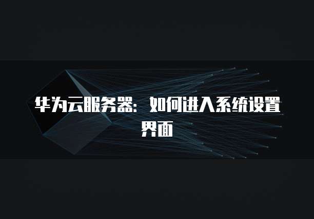 华为云服务器：如何进入系统设置界面