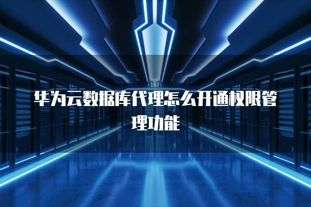 华为云数据库代理怎么开通权限管理功能