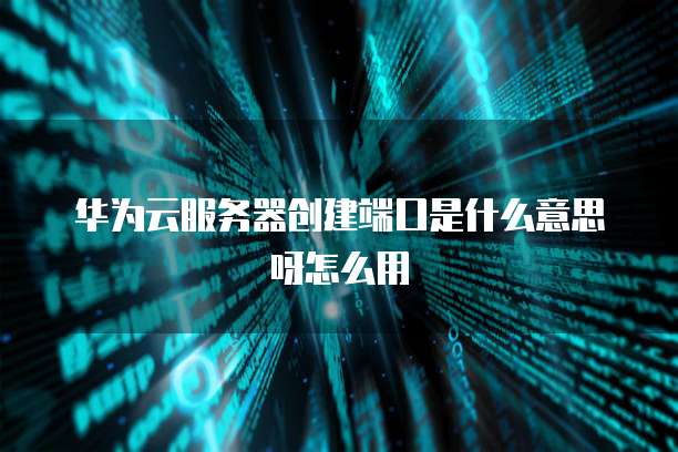 华为云服务器创建端口是什么意思呀怎么用