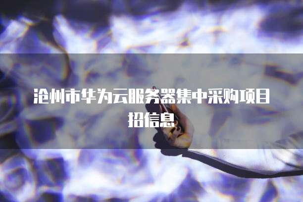 沧州市华为云服务器集中采购项目招信息