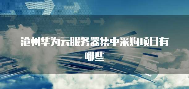 沧州华为云服务器集中采购项目有哪些