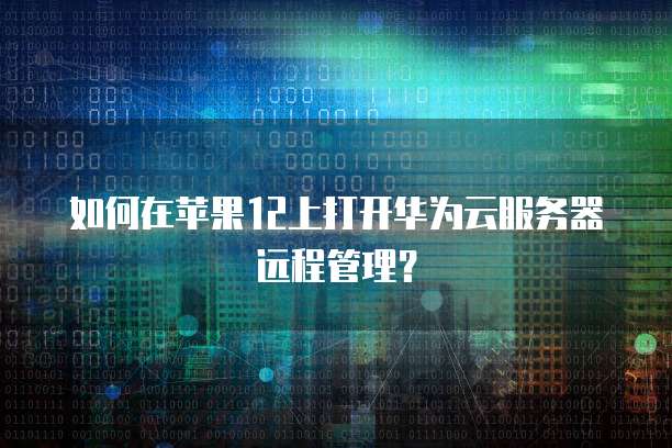 如何在苹果12上打开华为云服务器远程管理？
