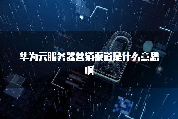 华为云服务器营销渠道是什么意思啊