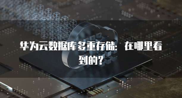 华为云数据库多重存储：在哪里看到的？