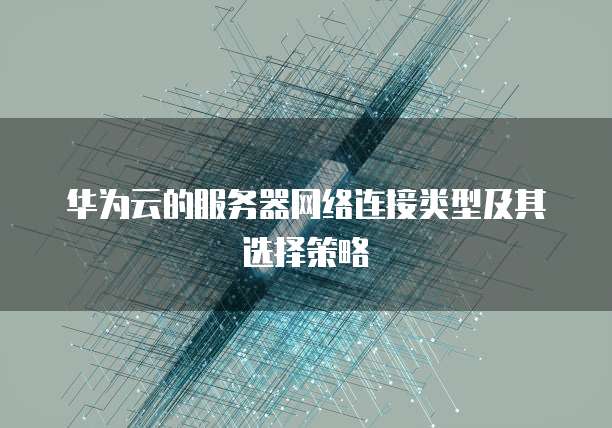 华为云的服务器网络连接类型及其选择策略