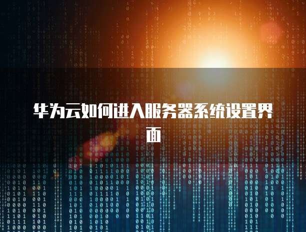 华为云如何进入服务器系统设置界面