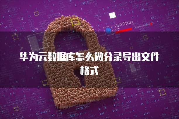 华为云数据库怎么做分录导出文件格式