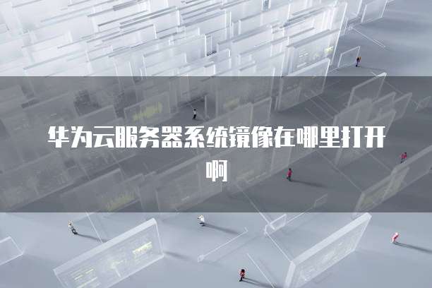 华为云服务器系统镜像在哪里打开啊
