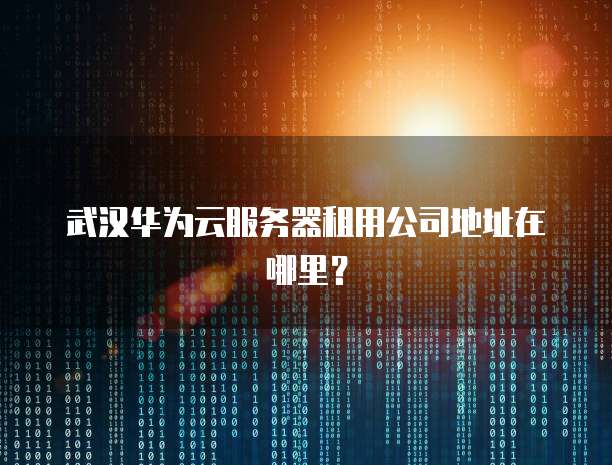 武汉华为云服务器租用公司地址在哪里？