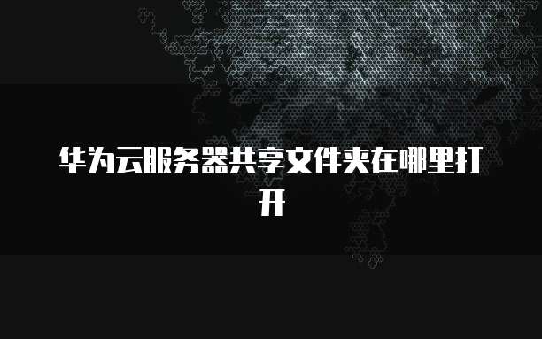 华为云服务器共享文件夹在哪里打开
