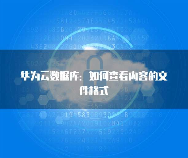 华为云数据库：如何查看内容的文件格式