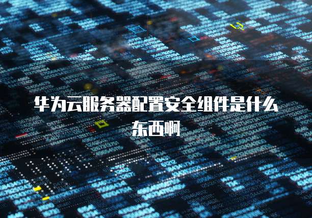华为云服务器配置安全组件是什么东西啊