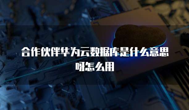 合作伙伴华为云数据库是什么意思呀怎么用