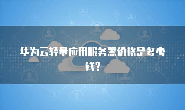 华为云轻量应用服务器价格是多少钱？