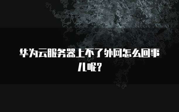 华为云服务器上不了外网怎么回事儿呢？