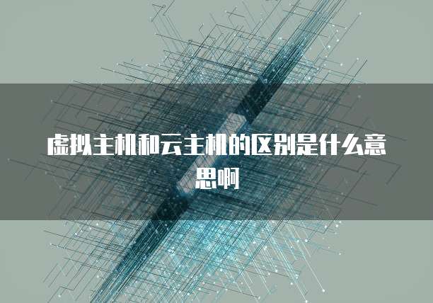 虚拟主机和云主机的区别是什么意思啊