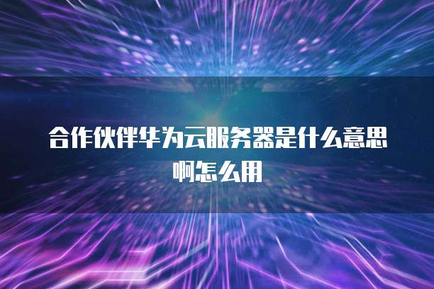 合作伙伴华为云服务器是什么意思啊怎么用