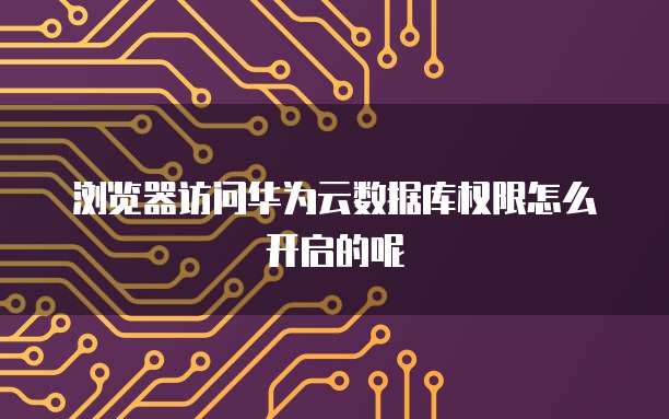 浏览器访问华为云数据库权限怎么开启的呢