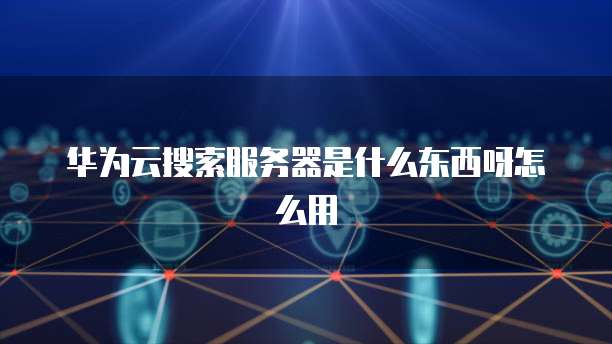 华为云搜索服务器是什么东西呀怎么用