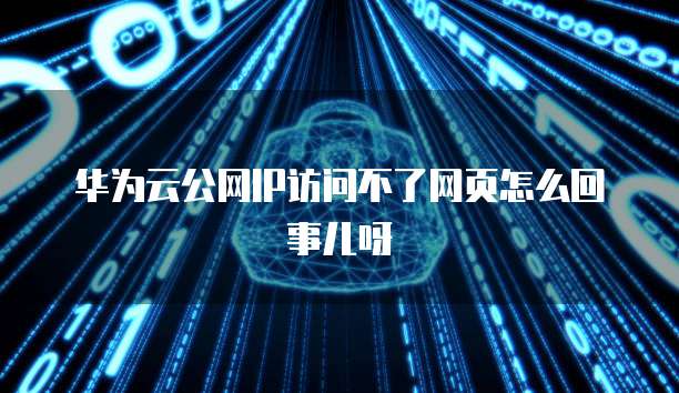 华为云公网IP访问不了网页怎么回事儿呀