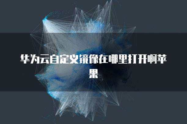 华为云自定义镜像在哪里打开啊苹果