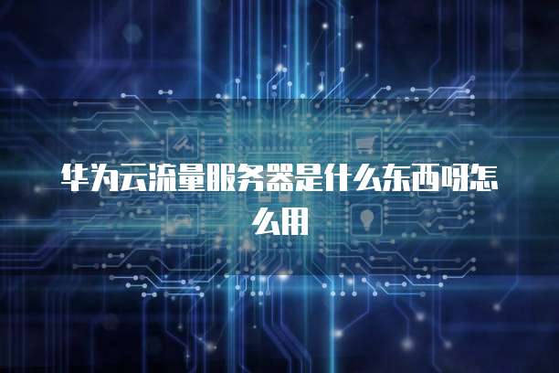 华为云流量服务器是什么东西呀怎么用