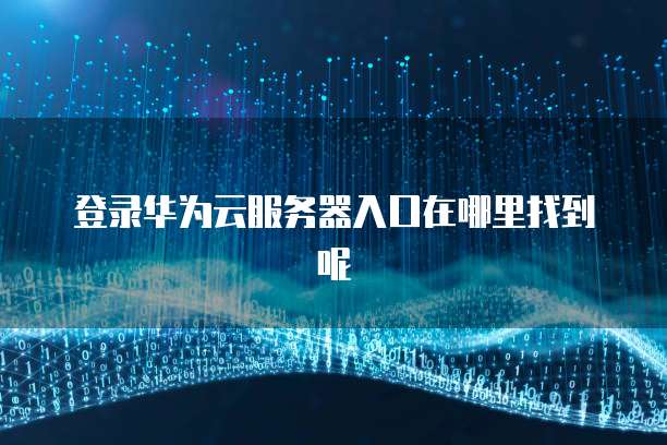 登录华为云服务器入口在哪里找到呢