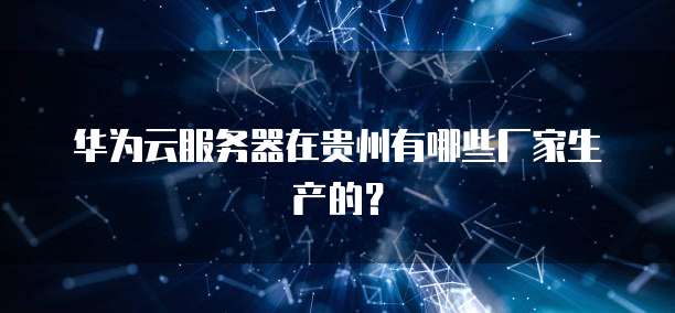 华为云服务器在贵州有哪些厂家生产的？
