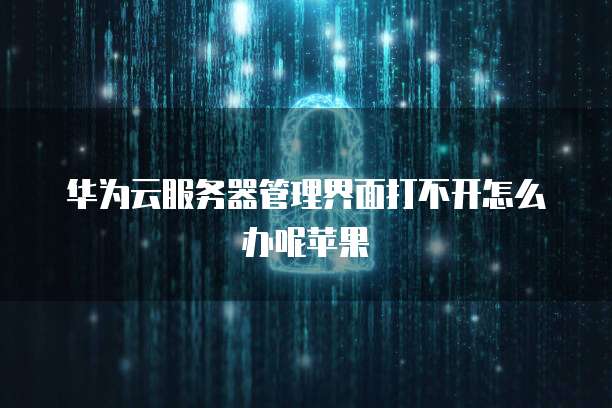 华为云服务器管理界面打不开怎么办呢苹果