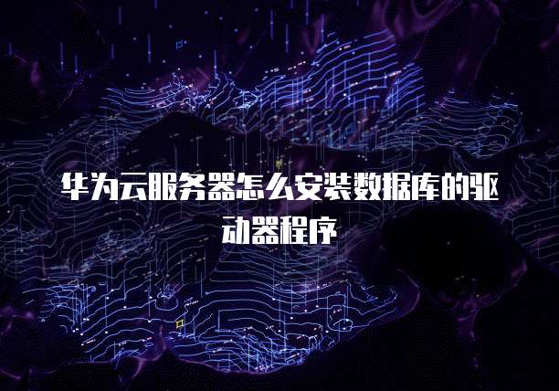 华为云服务器怎么安装数据库的驱动器程序