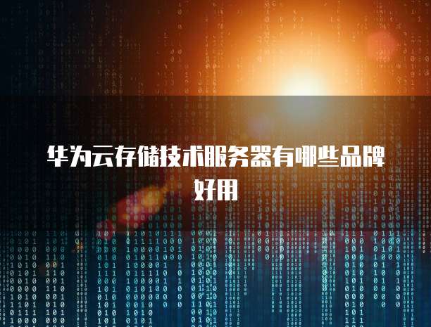 华为云存储技术服务器有哪些品牌好用