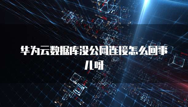 华为云数据库没公网连接怎么回事儿呀