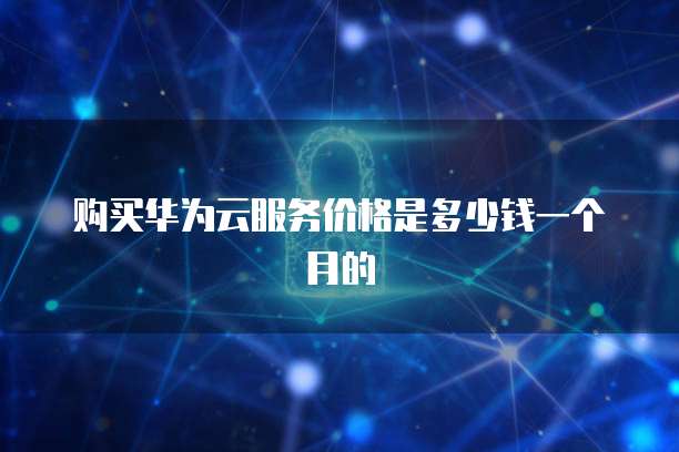 购买华为云服务价格是多少钱一个月的