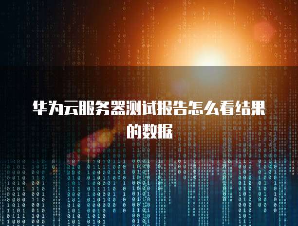 华为云服务器测试报告怎么看结果的数据