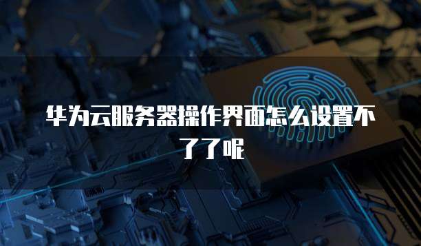 华为云服务器操作界面怎么设置不了了呢