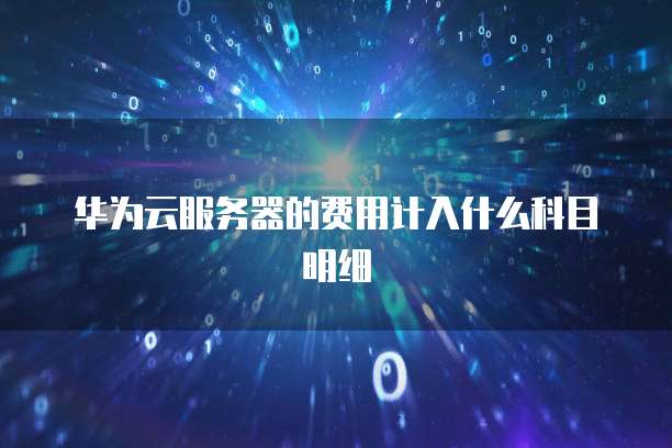 华为云服务器的费用计入什么科目明细