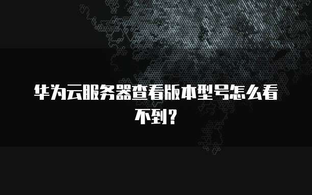 华为云服务器查看版本型号怎么看不到？