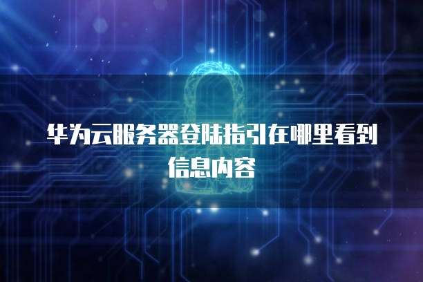 华为云服务器登陆指引在哪里看到信息内容
