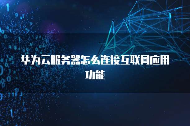 华为云服务器怎么连接互联网应用功能