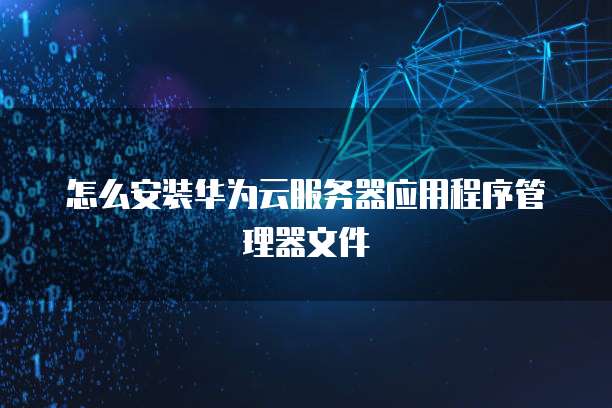 怎么安装华为云服务器应用程序管理器文件